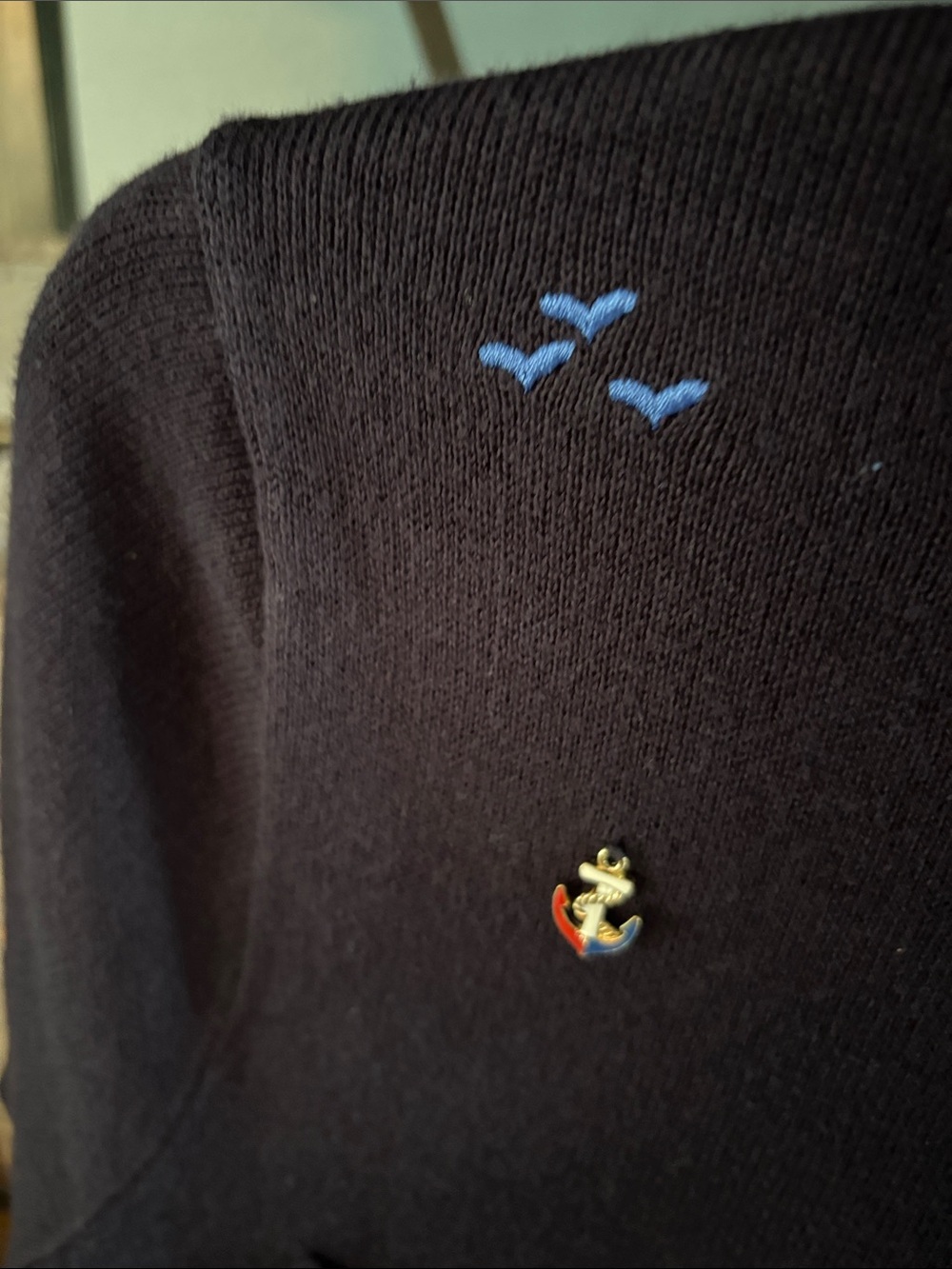 Free Assembly Navy Nautical Embroidered Cardigan lrg ptp 20 - Picture 4 of 6